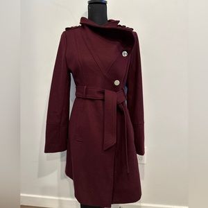 NWO Tags Guess Asymmetrical Wool Blend Coat (button tags attached inside coat)